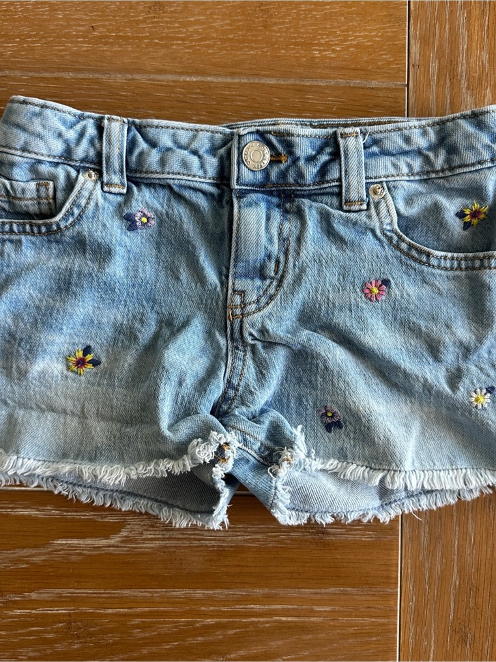 Cat & Jack Light Blue Denim Shorts with Floral Embroidery